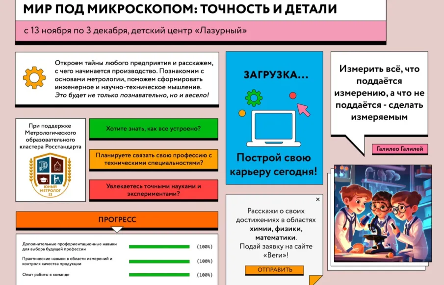 Нижегородских школьников в возрасте от 13 до 15 лет приглашают на бесплатную метрологическую образовательную смену в «Лазурном»